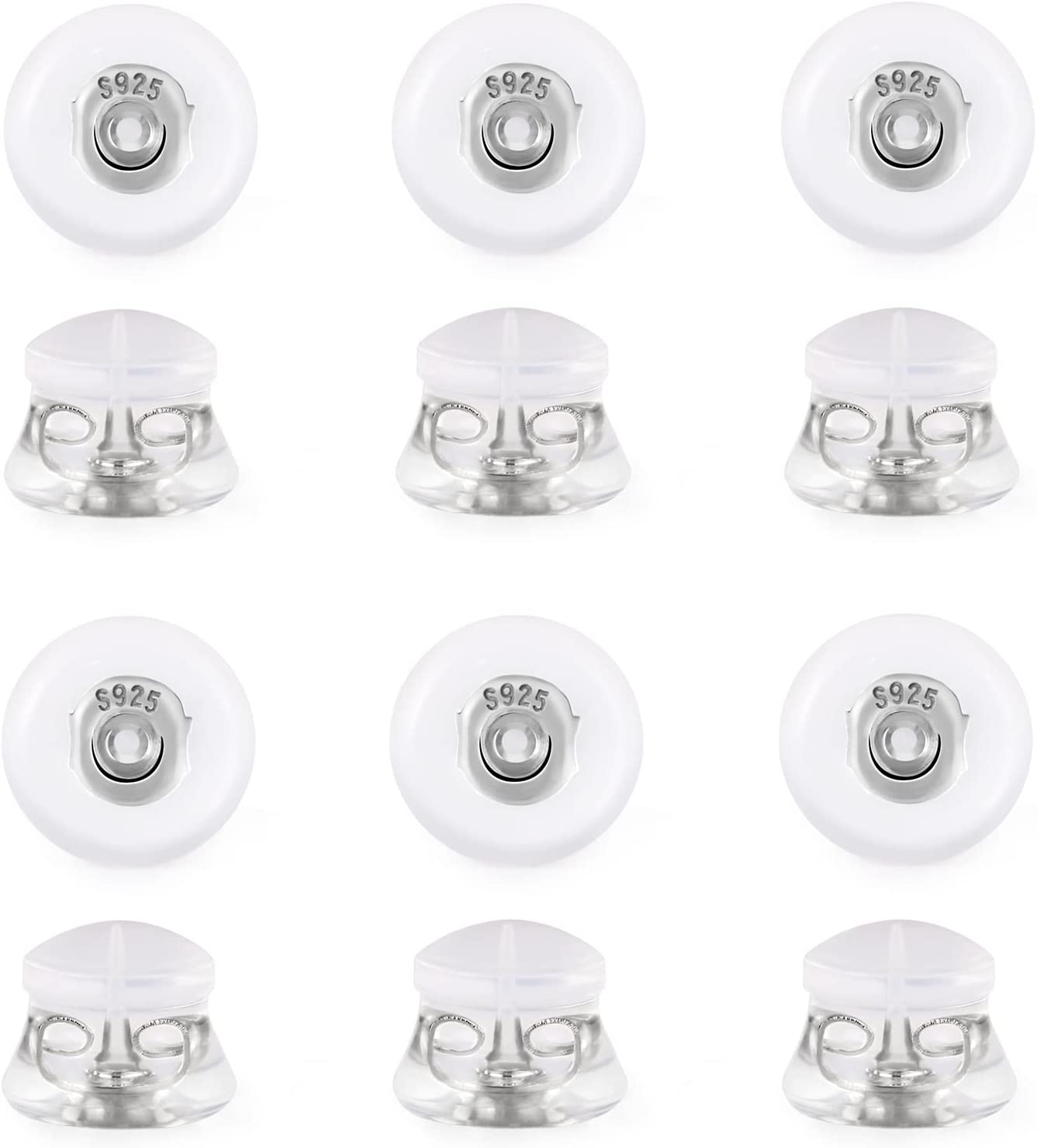 Earring Backs Rubber for Studs-925 Silver Silicone Earrings Back Stopper  for-18K Yellow Gold Hypoallergenic Secure Soft Comfortable Clear Earring  Backings Replacement for Adults&Kids 